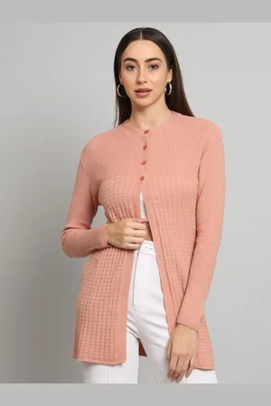 Chemistry Geometric Self Design Woollen Longline Cardigan