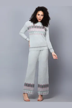 Chemistry Fair Isle Printed Round Neck Sweater & Trousers