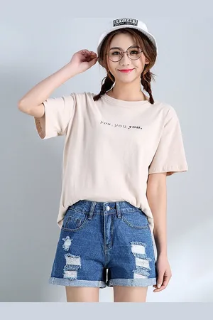 LULU & SKY Women Washed Ribbed Slim Fit Denim Shorts