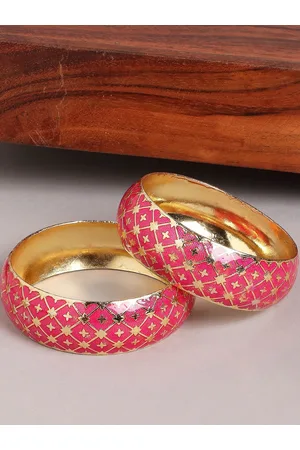 OOMPH Set Of 2 Kada-Meenakari Floral Design Bangles