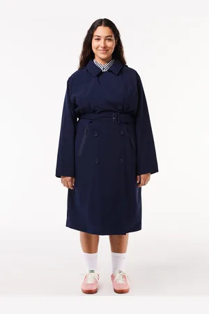 Lacoste Double Breasted Band Collar Trench Coat