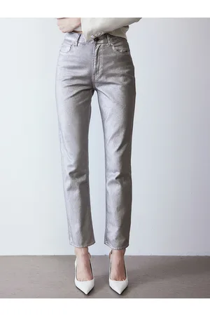 H&M Women Pure Cotton Coated Straight High Jeans
