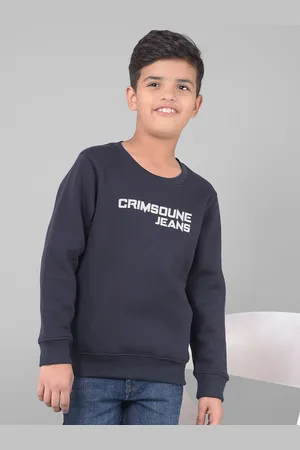 Crimsoune Club Boys Typography Printed Round Neck Long Sleeves Pullover Sweatshirt