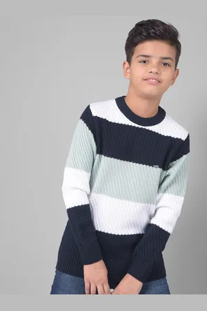 Crimsoune Club Boys Colourblocked Acrylic Pullover Sweater