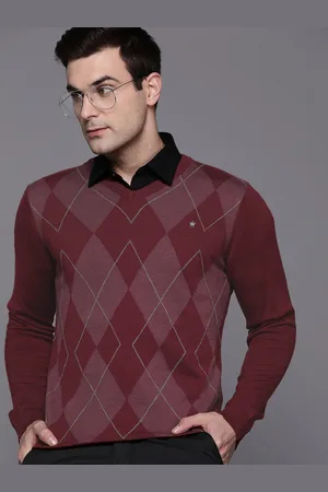 Louis Philippe Argyle Checked V-Neck Pullover
