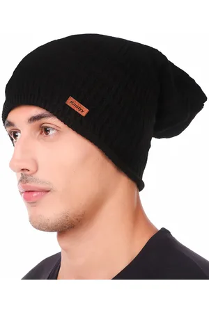 Knotyy Unisex Black Self Design Beanie