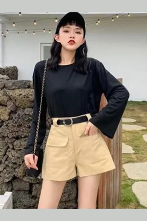LULU & SKY Women High-Rise Slim Fit Chino Shorts