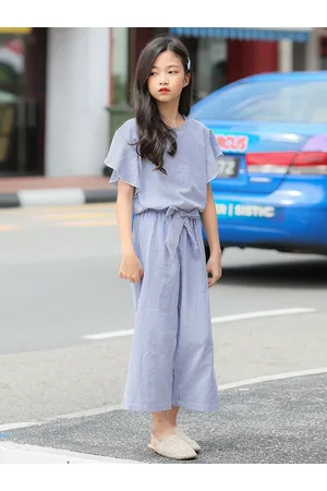 Stylecast Girls Blue Striped Pure Cotton Top with Pyjamas