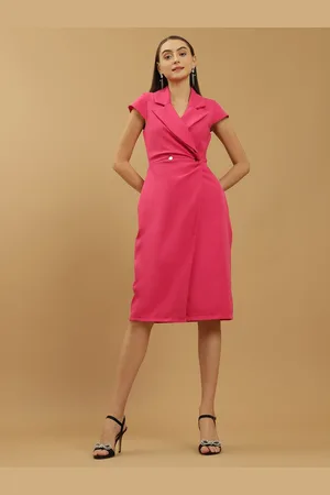 BEATNIK Lapel Collar Wrap Midi Dress