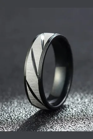 VÌEN Unisex Titanium Steel Wave Design Textured Ring