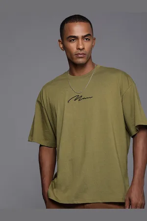 Boohoo Embroidered Drop-Shoulder Sleeves Pure Cotton Oversized T-shirt