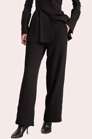 Muvazo Women Black Straight Fit Trousers
