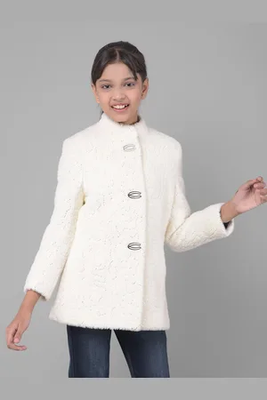 Crimsoune Club Girls Self Design Sequined Overcoat