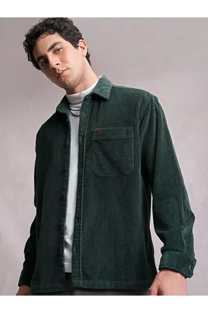 LocoMotive Premium Men Dobby Textured Checked Utility Pocket Overshirt