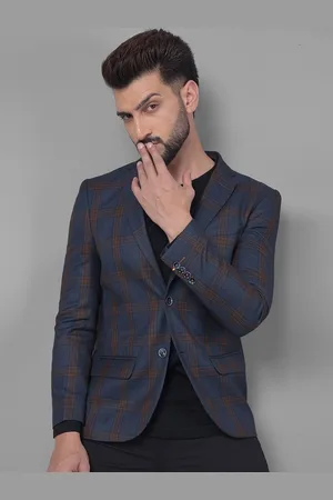 Crimsoune Club Checked Slim Fit Single-Breasted Blazers