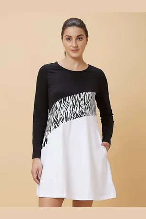 Being Human Round Neck Colourblocked A-Line Dress