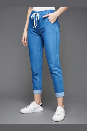 Miss Chase Women Lightweight Jogger High-Rise Stretchable Cropped Jeans