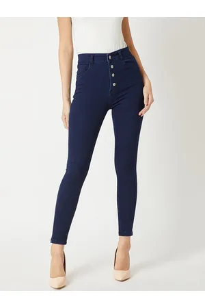 DressBerry Women Navy Blue Skinny Fit Clean Look Stretchable Cropped Jeans