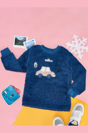 Pantaloons Boys Graphic Self Design Applique Round Neck Acrylic Pullover Sweater