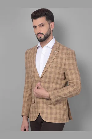Crimsoune Club Checked Notched Lapel Single Breasted Slim-Fit Blazer