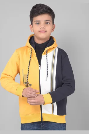 Crimsoune Club Boys Colourblocked Hooded Front-Open Sweatshirt