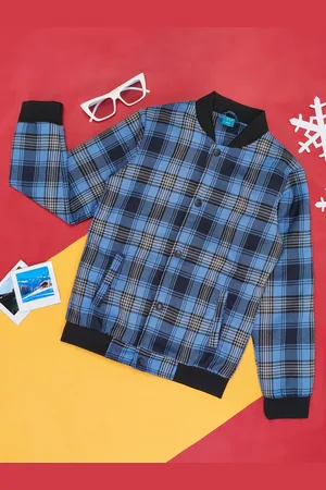 Pantaloons Girls Checked Bomber Jacket