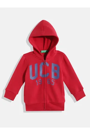Benetton Boys Brand Logo Printed Hooded Front Open Sweatshirt