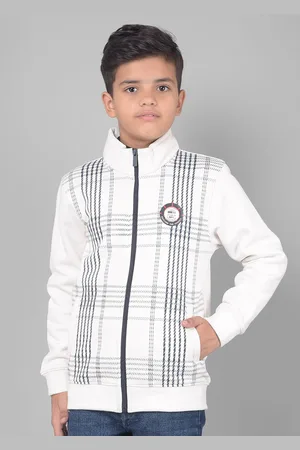 Crimsoune Club Boys Checked Front-Open Sweatshirt