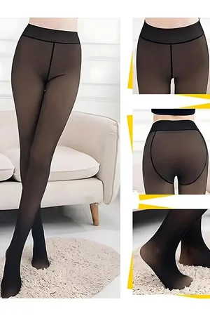 Hill Islands Dual Tone Semi Sheer Fleece Stockings