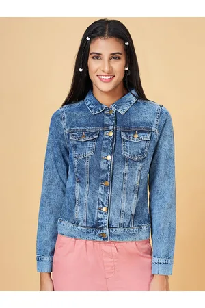 Buy StyleStone Women Blue Solid Denim Jacket - Jackets for Women 7526011 |  Myntra