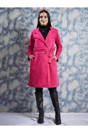 ATHENA Single-Breasted Suede Overcoat With Belt