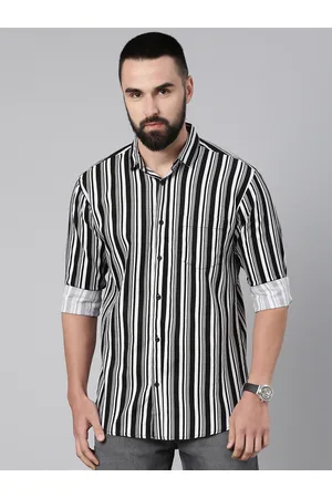 Majestic Men Standard Slim Fit Striped Pure Cotton Casual Shirt