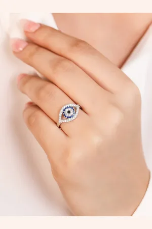 Zavya Women Rhodium-Plated CZ Studded 925 Pure Sterling Silver Finger Ring