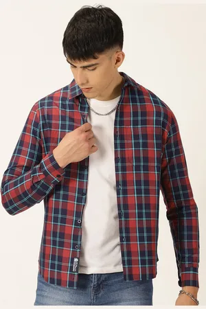 Provogue Classic Slim Fit Tartan Checks Checked Pure Cotton Casual Shirt