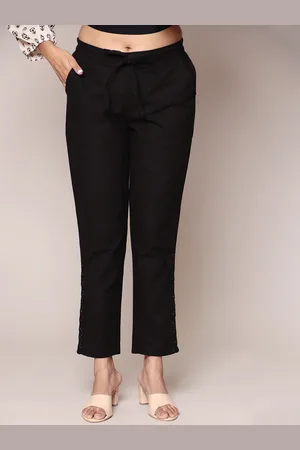 ZARI Women Regular Fit Cotton Cigarette Trousers