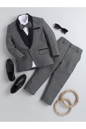 BAESD Boys Self Design Silk Cotton Tuxedo 4-Pieces Suit