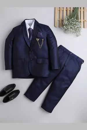 DKGF FASHION Boys Blue Regular Fit 3-Piece Suit