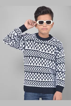 Crimsoune Club Boys Geometric Printed Round Neck Pullover