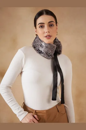InWeave Women Grey Self Design Acrylic Scarf