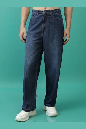 Highlander Men Blue Relaxed Fit Mid-Rise Dark Shade Light Fade Clean Look Cotton Jeans