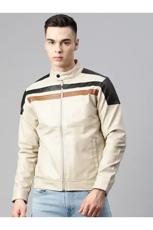Pierre Carlo Men Striped Leather Jacket