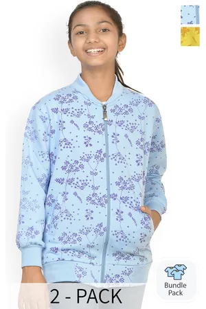 BAESD Girls Pack Of 2 Printed Stand Collar Fleece Lightweight Bomber Jacket