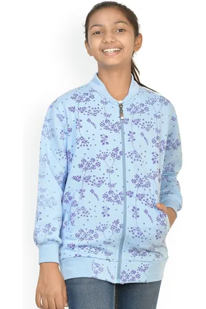 BAESD Girls Floral Printed Fleece Lightweight Bomber Jacket