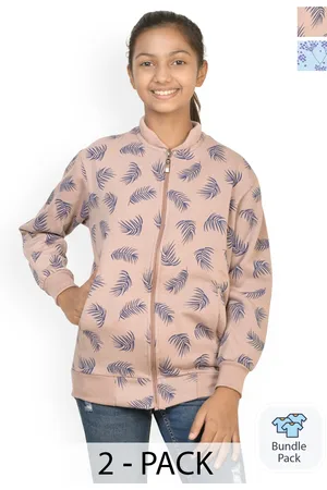 BAESD Girls Pack Of 2 Printed Fleece Lightweight Bomber Jacket