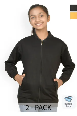 BAESD Girls Girls Pack Of 2 Stand Collar Fleece Lightweight Bomber Jacket