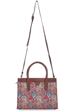 TEAL Floral Printed Structured Handheld Bag