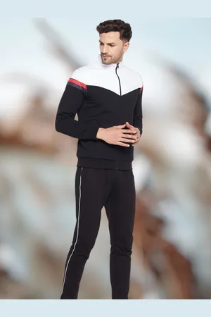 WILD WEST Mock Collar Colourblocked Fleece Cotton Tracksuits