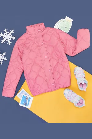 Pantaloons Girls Mock Collar Long Sleeves Crop Quilted Jacket