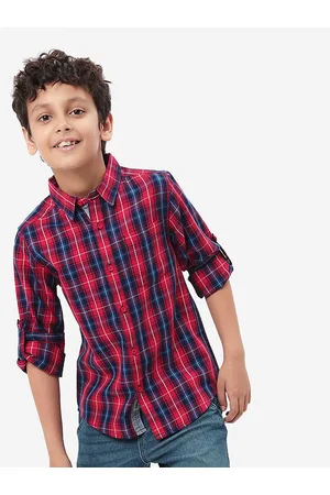 BONKIDS Boys Checked Cotton Shirt