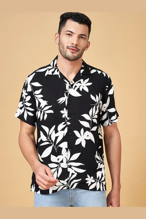 PEOPLE Black Floral Printed Casual Shirt